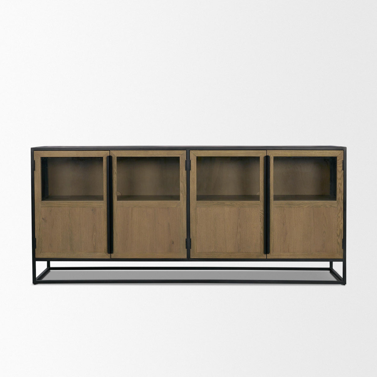 Mercana Sloan 80" Light Brown Wood W/Black Metal Frame Sideboard