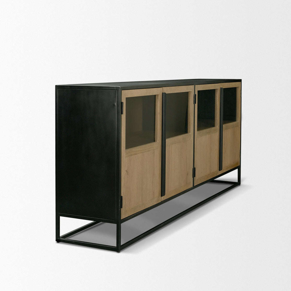 Mercana Sloan 80" Light Brown Wood W/Black Metal Frame Sideboard