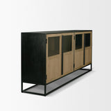 Mercana Sloan 80" Light Brown Wood W/Black Metal Frame Sideboard