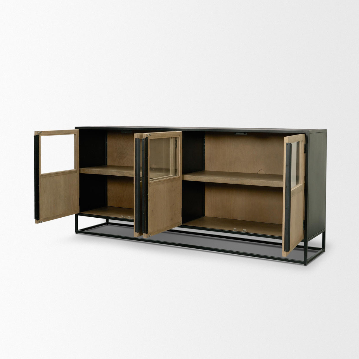 Mercana Sloan 80" Light Brown Wood W/Black Metal Frame Sideboard