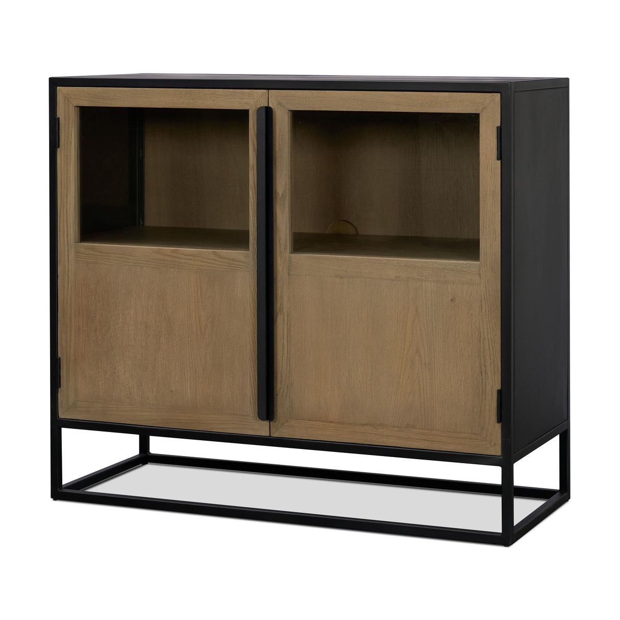 Mercana Sloan 40.0W Light Brown W/Black Metal Frame Accent Cabinet