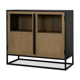 Mercana Sloan 40.0W Light Brown W/Black Metal Frame Accent Cabinet