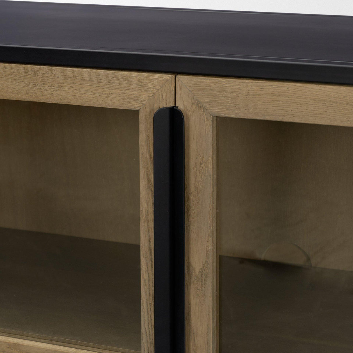 Mercana Sloan 40.0W Light Brown W/Black Metal Frame Accent Cabinet