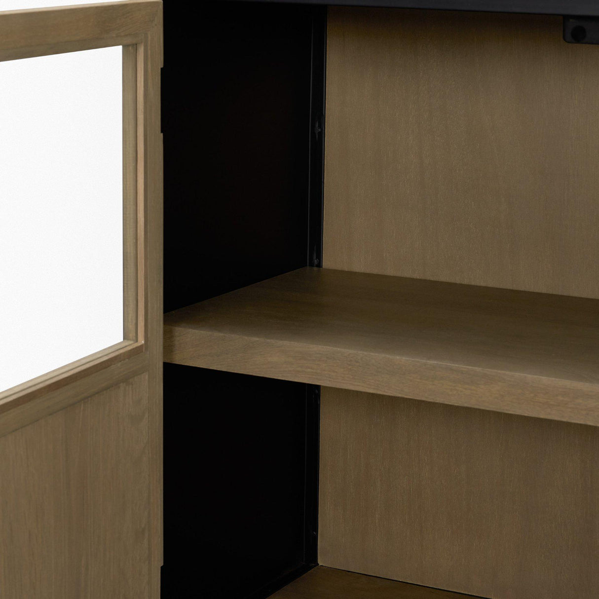 Mercana Sloan 40.0W Light Brown W/Black Metal Frame Accent Cabinet