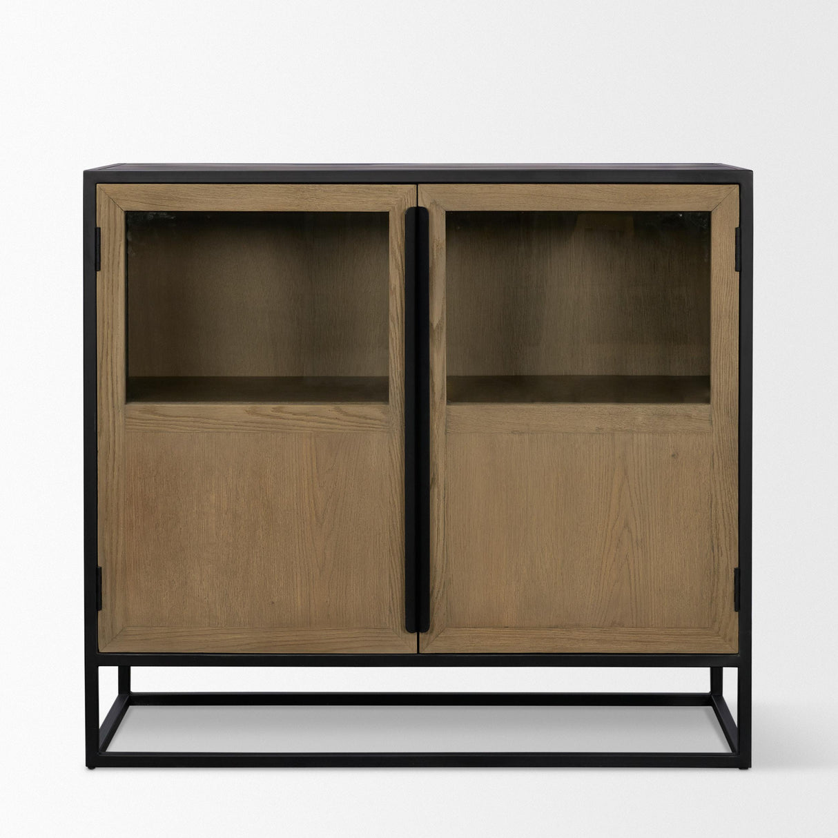 Mercana Sloan 40.0W Light Brown W/Black Metal Frame Accent Cabinet