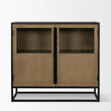 Mercana Sloan 40.0W Light Brown W/Black Metal Frame Accent Cabinet