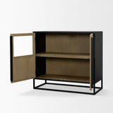 Mercana Sloan 40.0W Light Brown W/Black Metal Frame Accent Cabinet