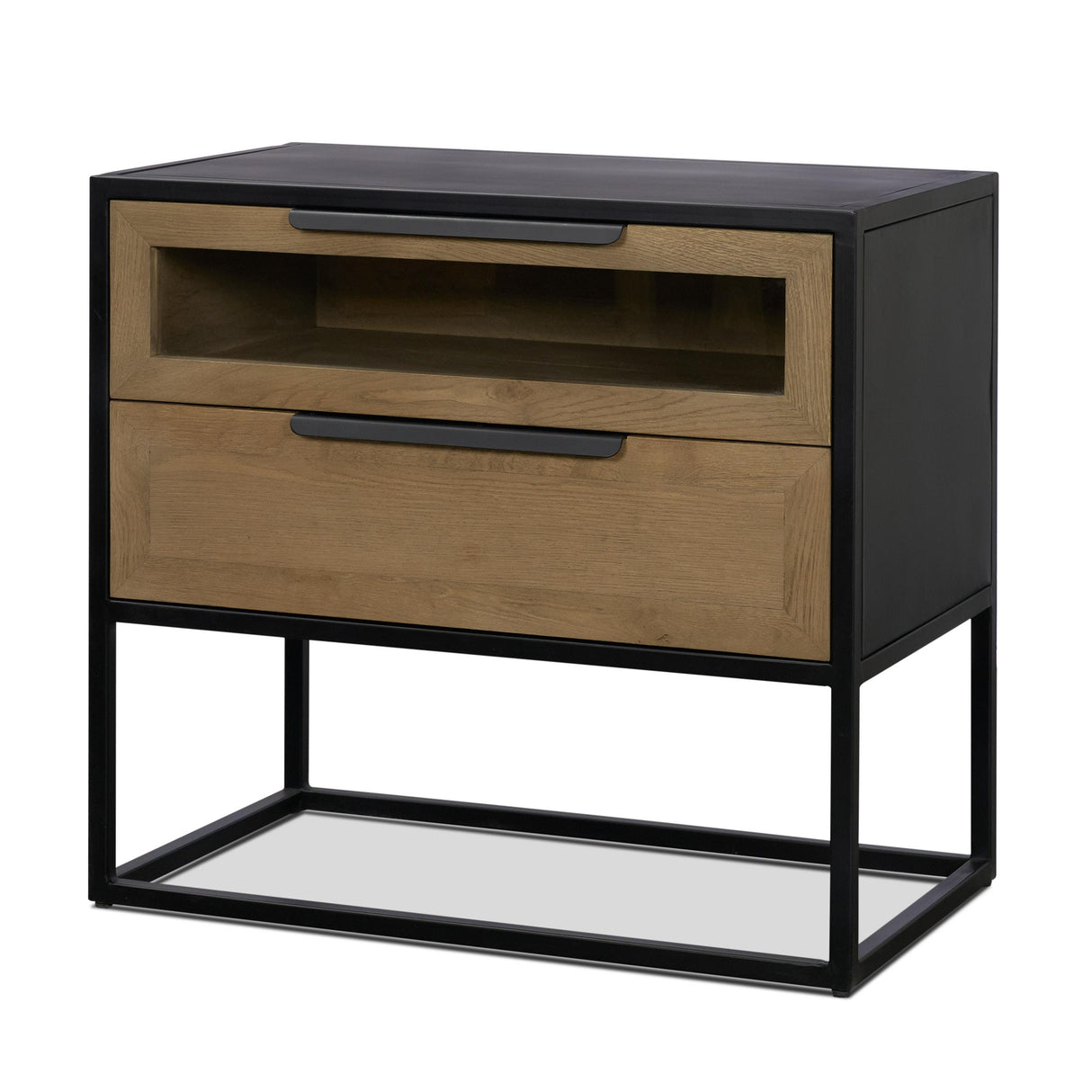 Mercana Sloan Light Brown W/ Black Metal Frame Side Table