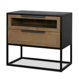 Mercana Sloan Light Brown W/ Black Metal Frame Side Table