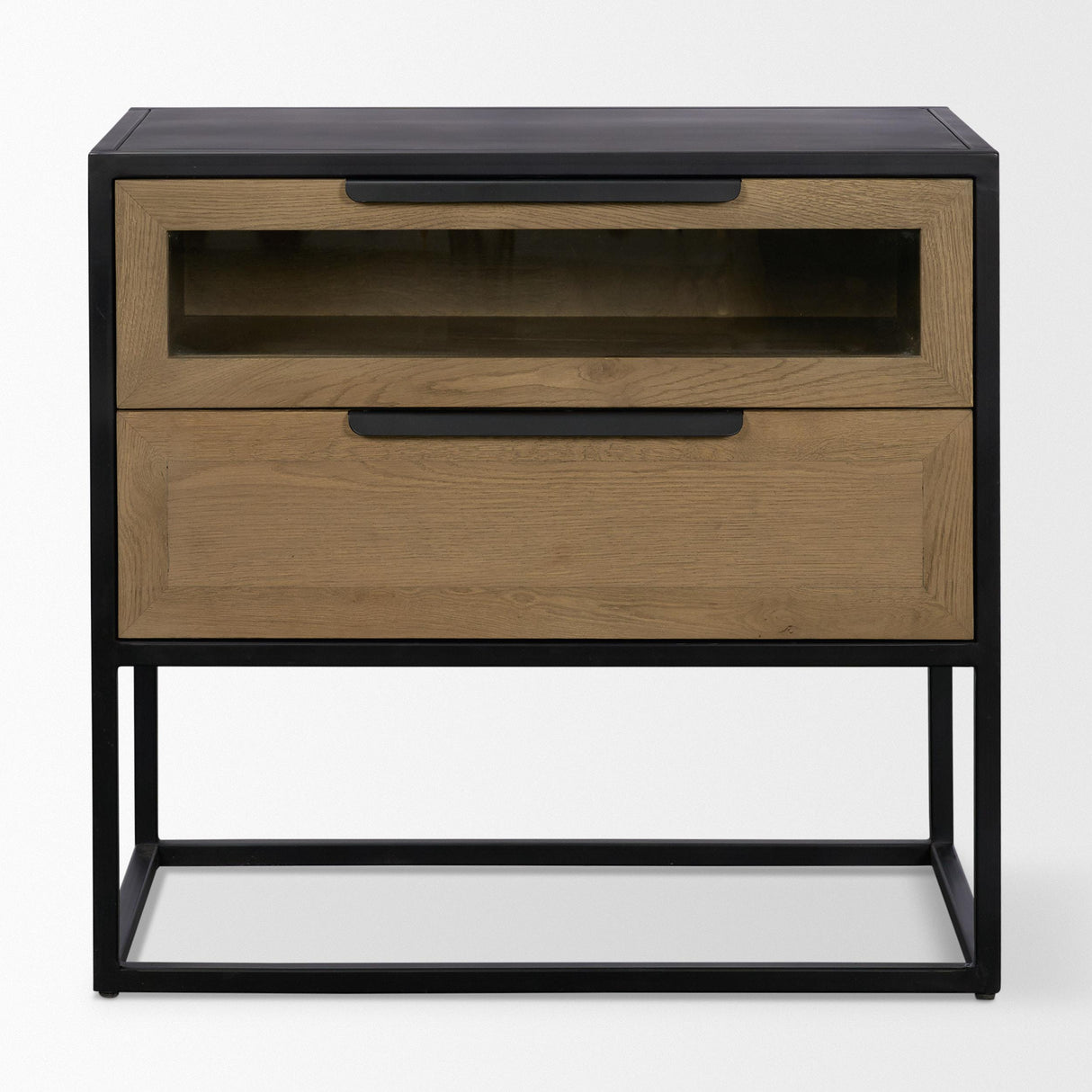 Mercana Sloan Light Brown W/ Black Metal Frame Side Table