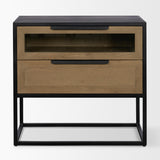 Mercana Sloan Light Brown W/ Black Metal Frame Side Table