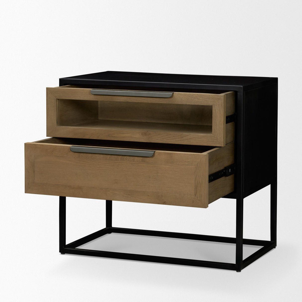 Mercana Sloan Light Brown W/ Black Metal Frame Side Table