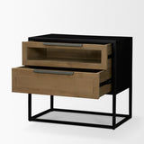 Mercana Sloan Light Brown W/ Black Metal Frame Side Table