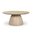 Mercana Allyson 36" Light Wood Base w/ Travertine Top Coffee Table