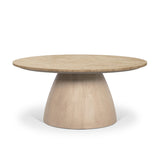 Mercana Allyson 36" Light Wood Base w/ Travertine Top Coffee Table