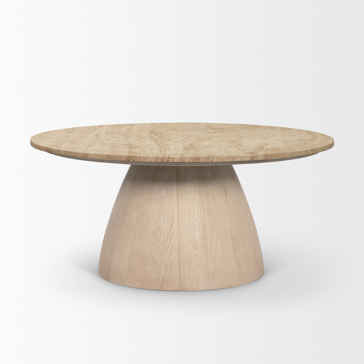 Mercana Allyson 36" Light Wood Base w/ Travertine Top Coffee Table