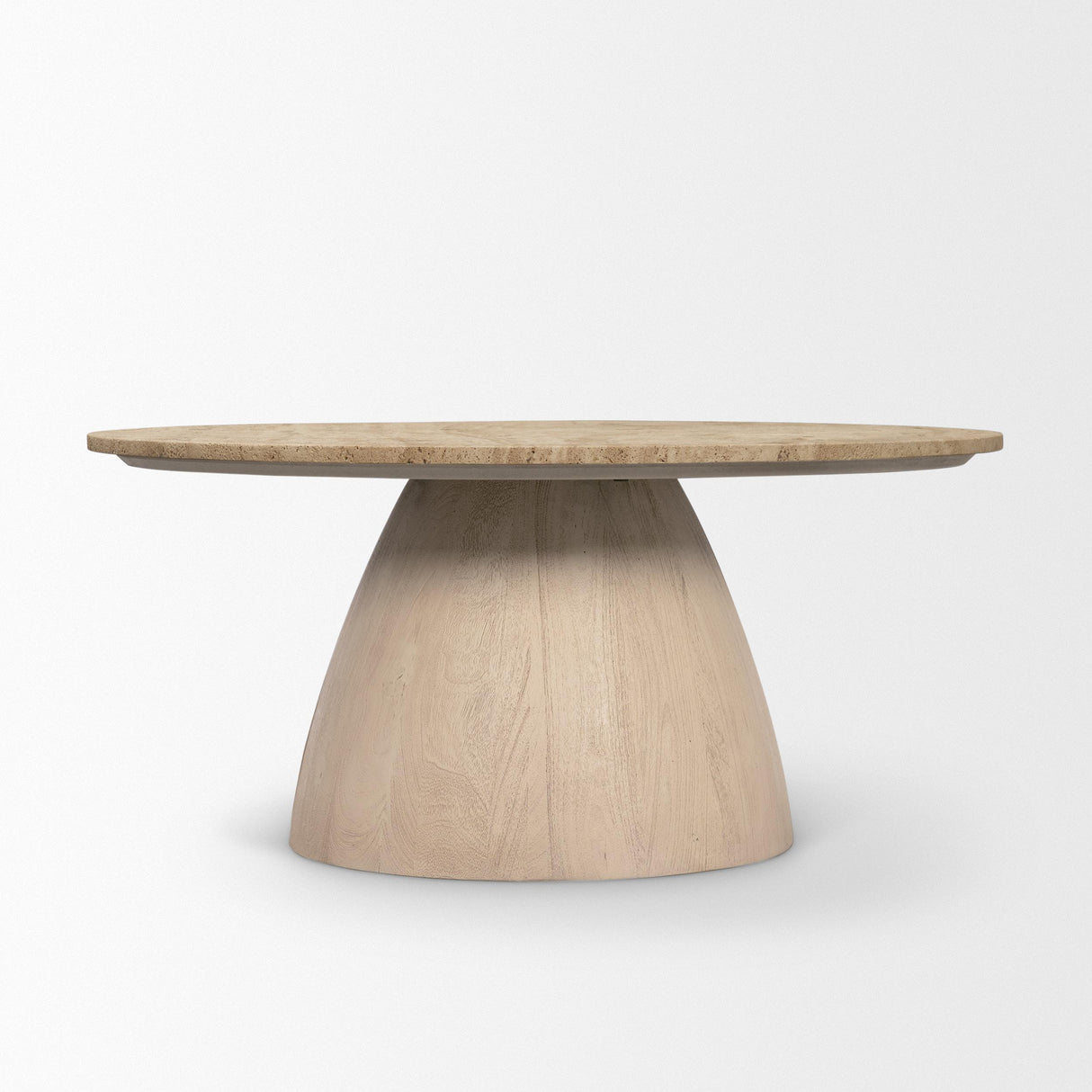 Mercana Allyson 36" Light Wood Base w/ Travertine Top Coffee Table