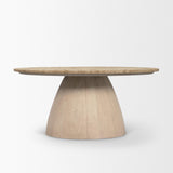 Mercana Allyson 36" Light Wood Base w/ Travertine Top Coffee Table