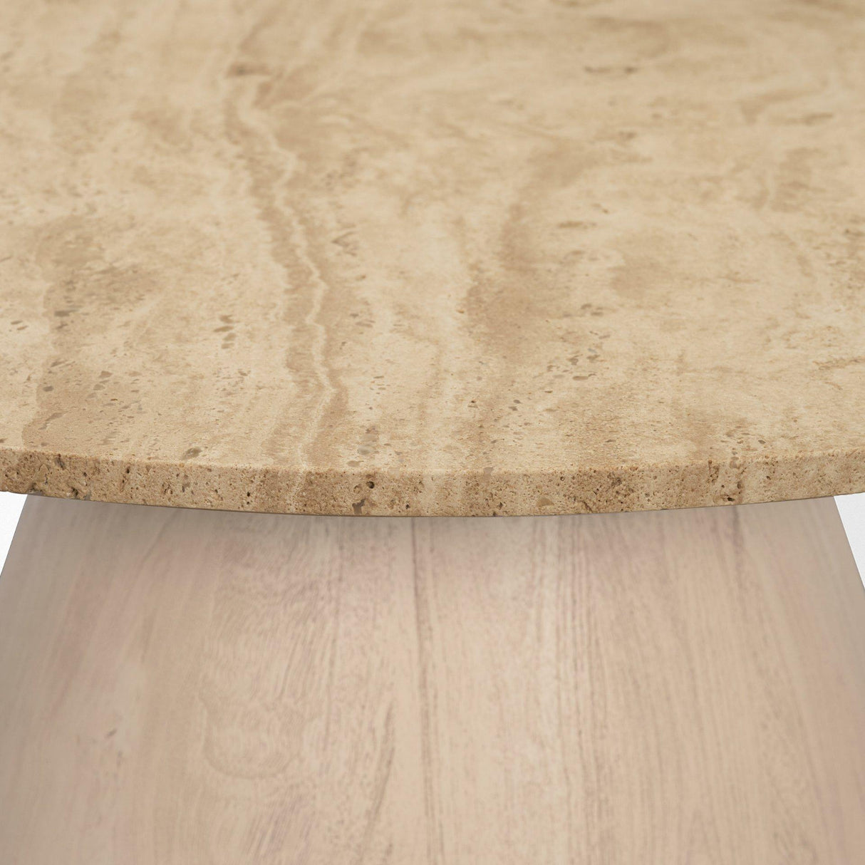 Mercana Allyson 36" Light Wood Base w/ Travertine Top Coffee Table
