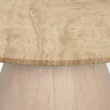 Mercana Allyson 36" Light Wood Base w/ Travertine Top Coffee Table
