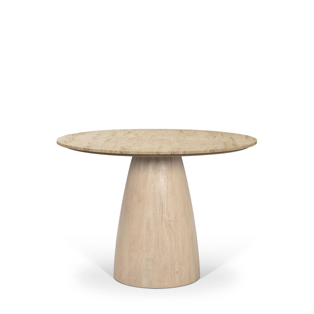 Mercana Allyson 42" Light Wood Base w/ Travertine Top Dining Table