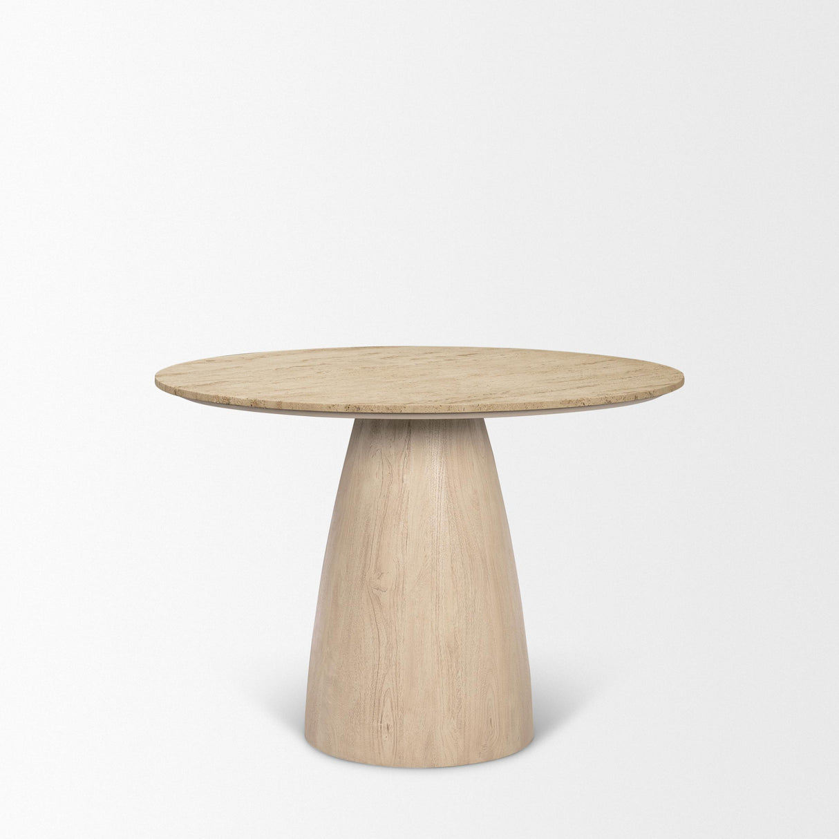 Mercana Allyson 42" Light Wood Base w/ Travertine Top Dining Table