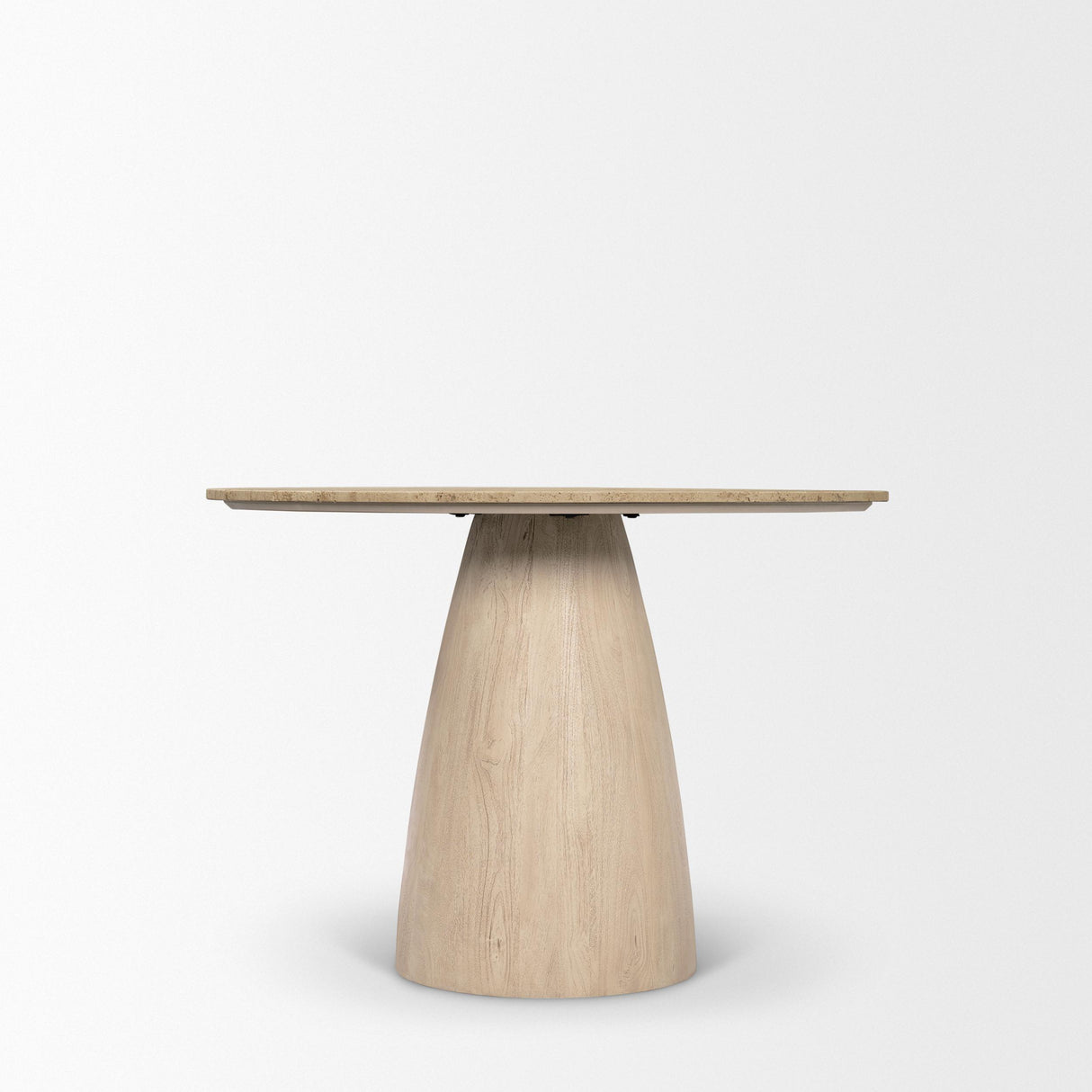 Mercana Allyson 42" Light Wood Base w/ Travertine Top Dining Table