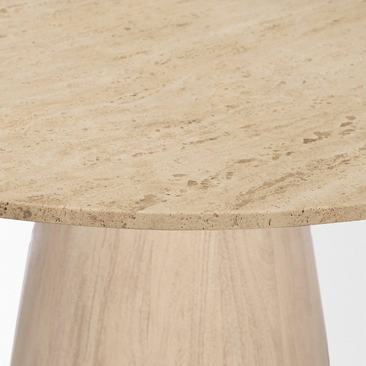 Mercana Allyson 42" Light Wood Base w/ Travertine Top Dining Table