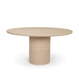 Mercana Sorrano 59" Botticino Marble Round w/ Fluted Base Dining Table