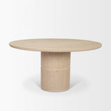 Mercana Sorrano 59" Botticino Marble Round w/ Fluted Base Dining Table
