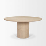Mercana Sorrano 59" Botticino Marble Round w/ Fluted Base Dining Table