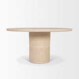 Mercana Sorrano 59" Botticino Marble Round w/ Fluted Base Dining Table