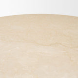 Mercana Sorrano 59" Botticino Marble Round w/ Fluted Base Dining Table