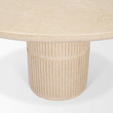 Mercana Sorrano 59" Botticino Marble Round w/ Fluted Base Dining Table