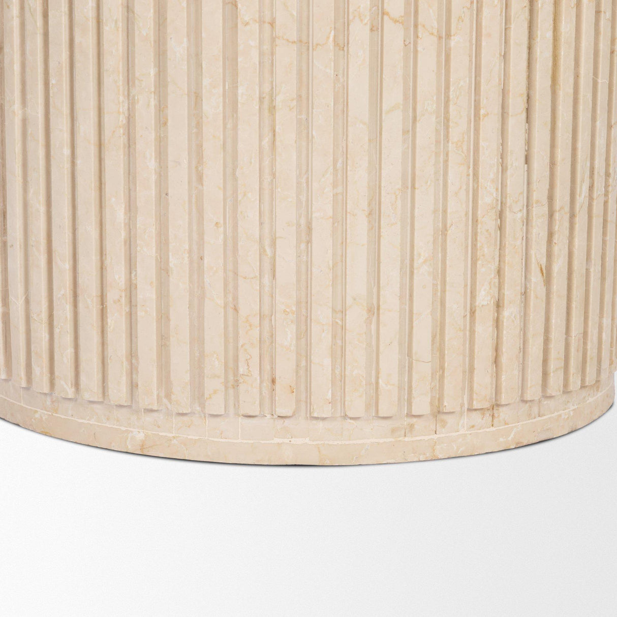 Mercana Sorrano 59" Botticino Marble Round w/ Fluted Base Dining Table