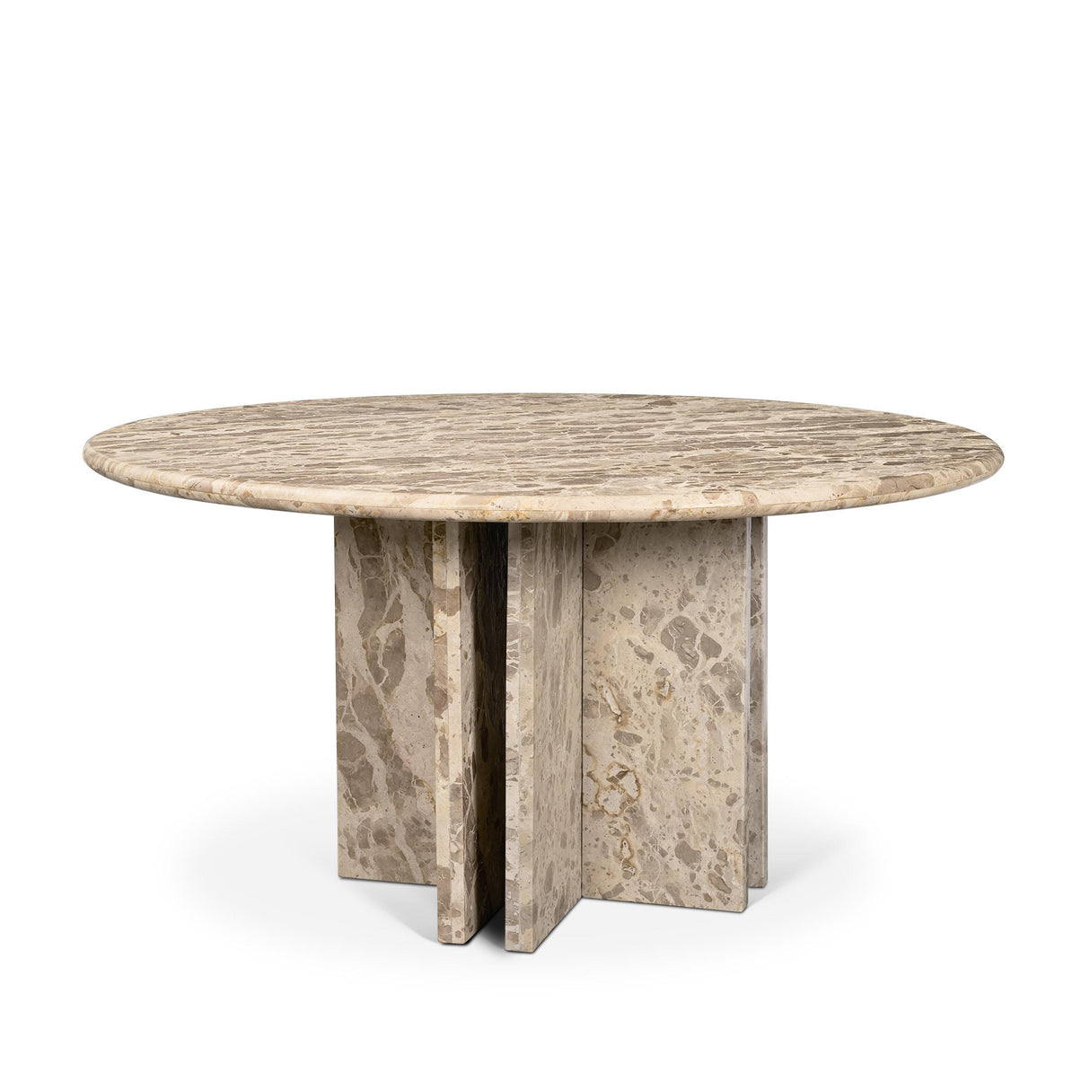 Mercana Rivaro Solid Beige Marble Round Dining Table