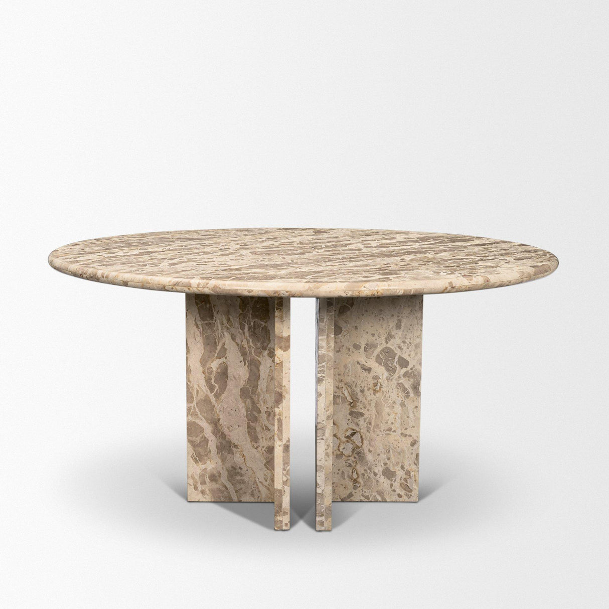 Mercana Rivaro Solid Beige Marble Round Dining Table