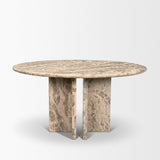 Mercana Rivaro Solid Beige Marble Round Dining Table