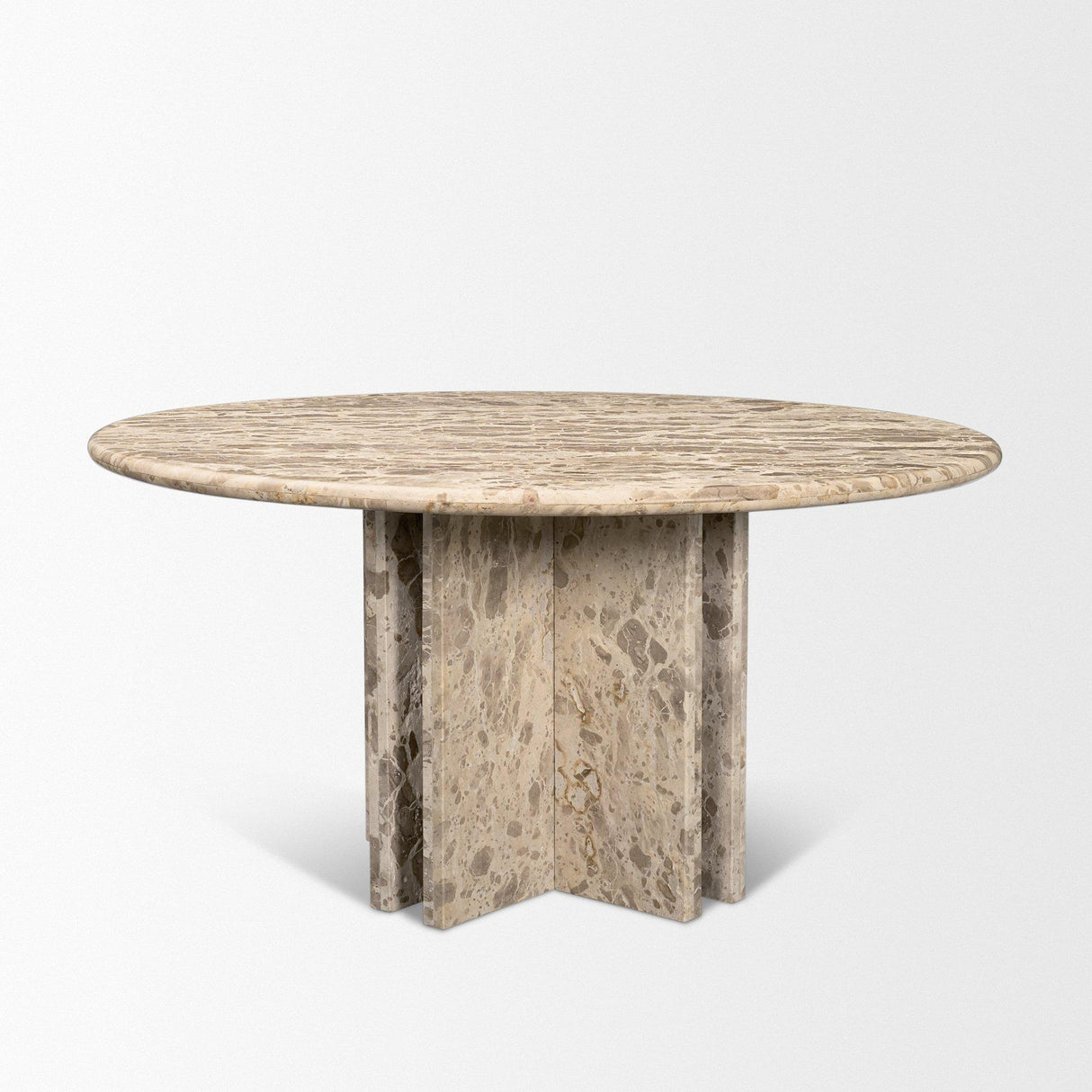 Mercana Rivaro Solid Beige Marble Round Dining Table