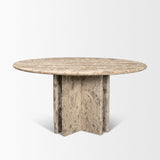 Mercana Rivaro Solid Beige Marble Round Dining Table