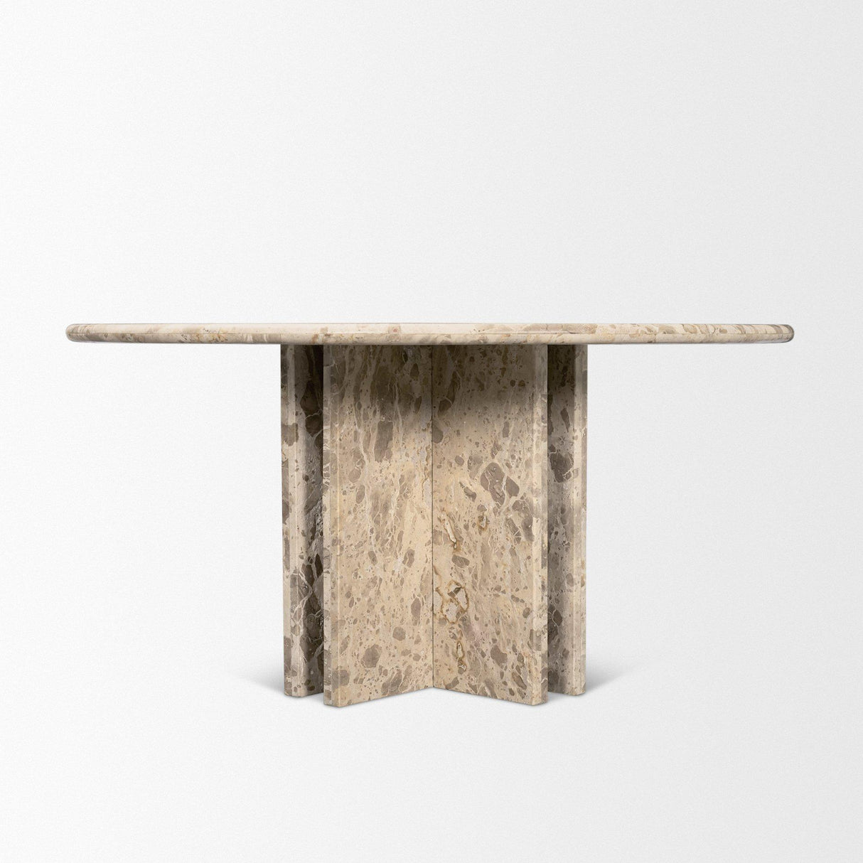 Mercana Rivaro Solid Beige Marble Round Dining Table