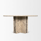 Mercana Rivaro Solid Beige Marble Round Dining Table