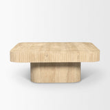 Mercana Tavora Ribbed Square Travertine Coffee Table