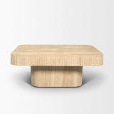 Mercana Tavora Ribbed Square Travertine Coffee Table