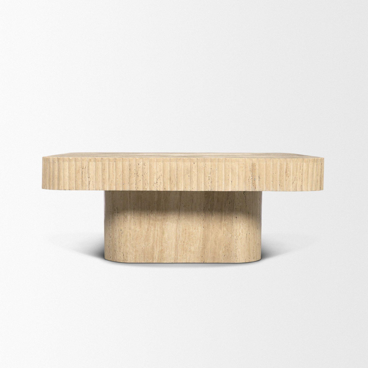 Mercana Tavora Ribbed Square Travertine Coffee Table