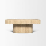 Mercana Tavora Ribbed Square Travertine Coffee Table