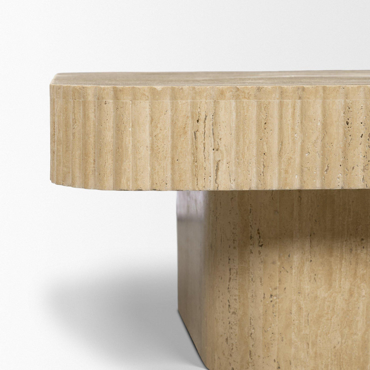 Mercana Tavora Ribbed Square Travertine Coffee Table