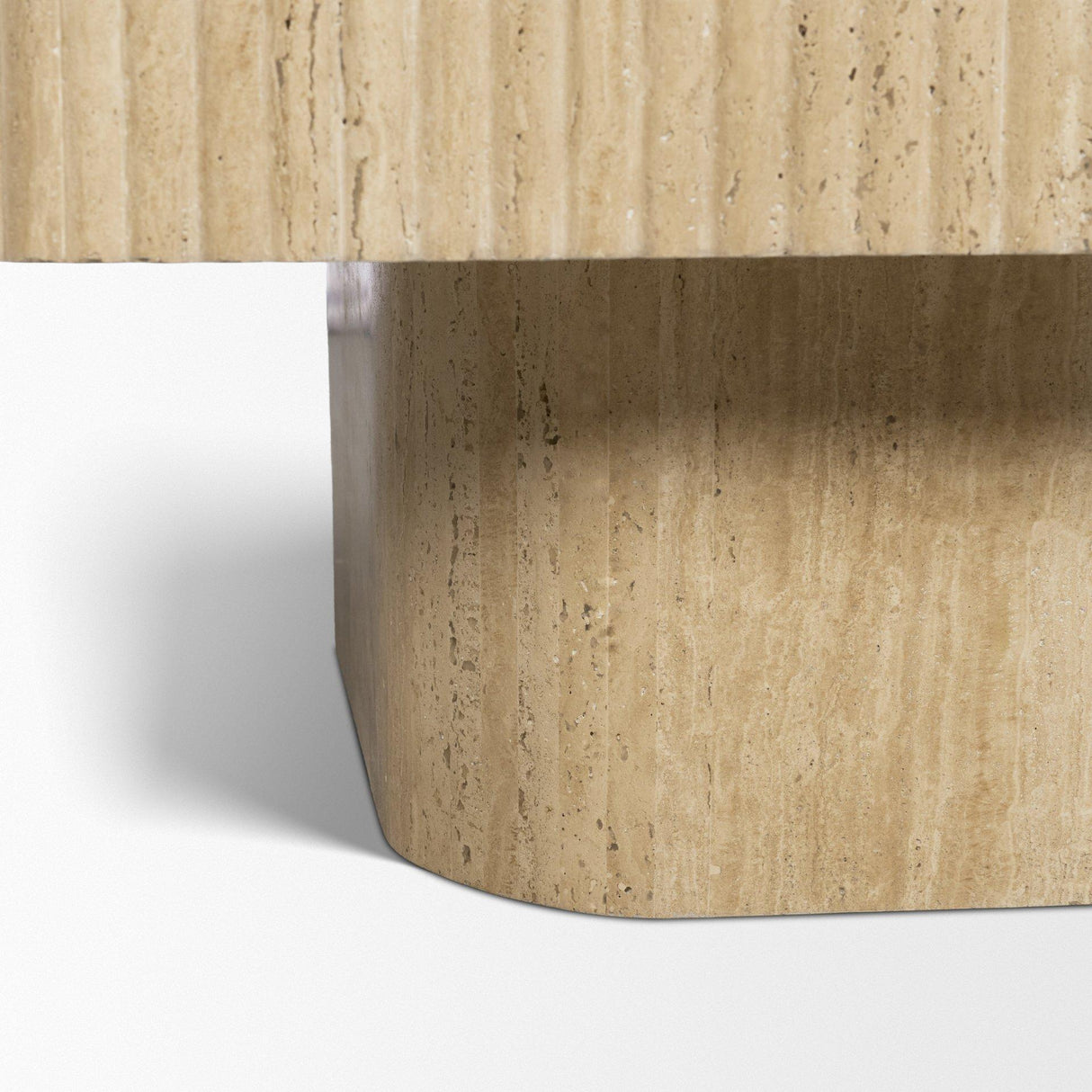Mercana Tavora Ribbed Square Travertine Coffee Table