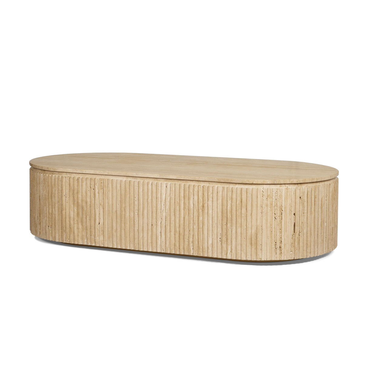 Mercana Elara Ribbed Oblong Travertine Coffee Table