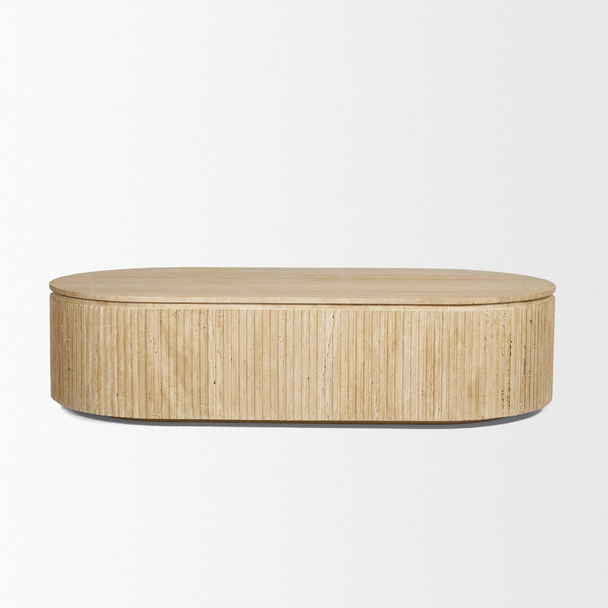 Mercana Elara Ribbed Oblong Travertine Coffee Table